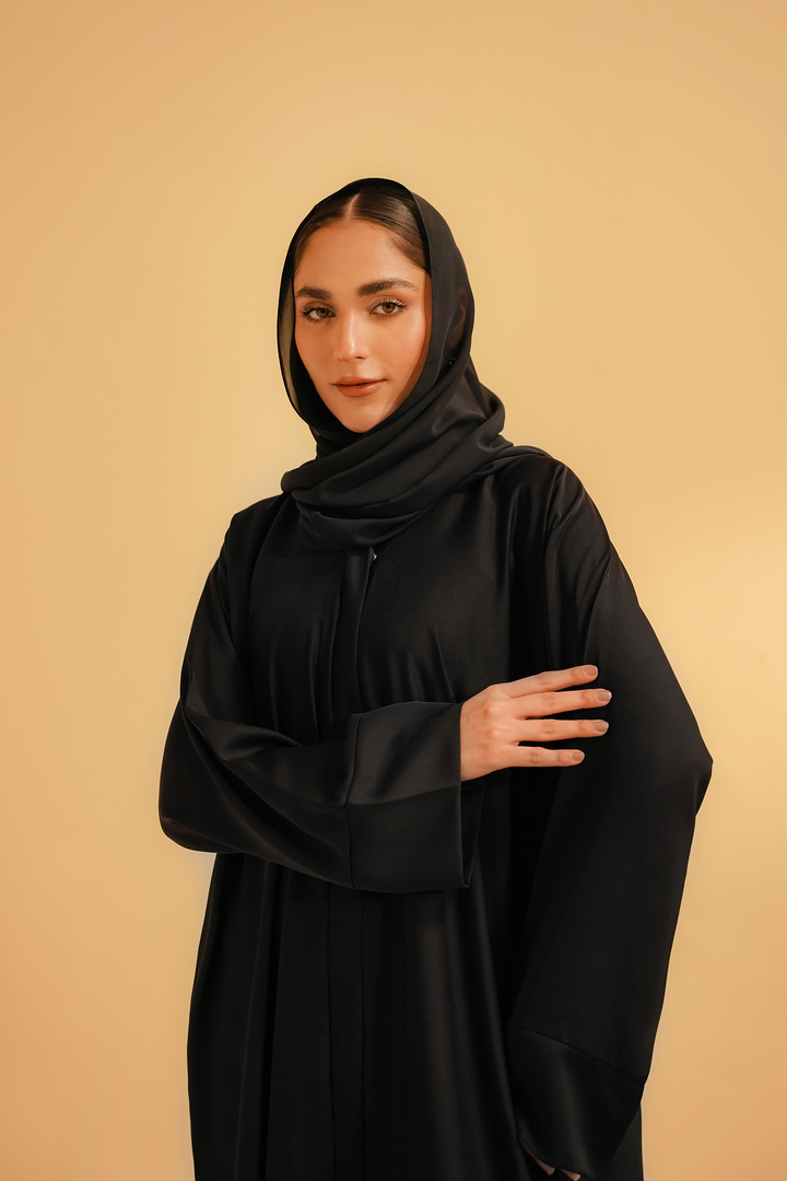 Divinely Crafted Women Pret Solids 1 Piece Georgette Basic Abaya Navy - Summer Collection