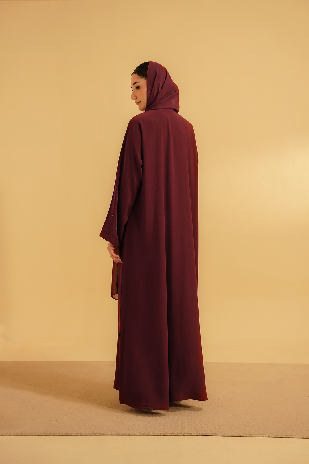 Divinely Crafted Abaya Casual Crepe 1 Piece Embellished Abaya | Maroon