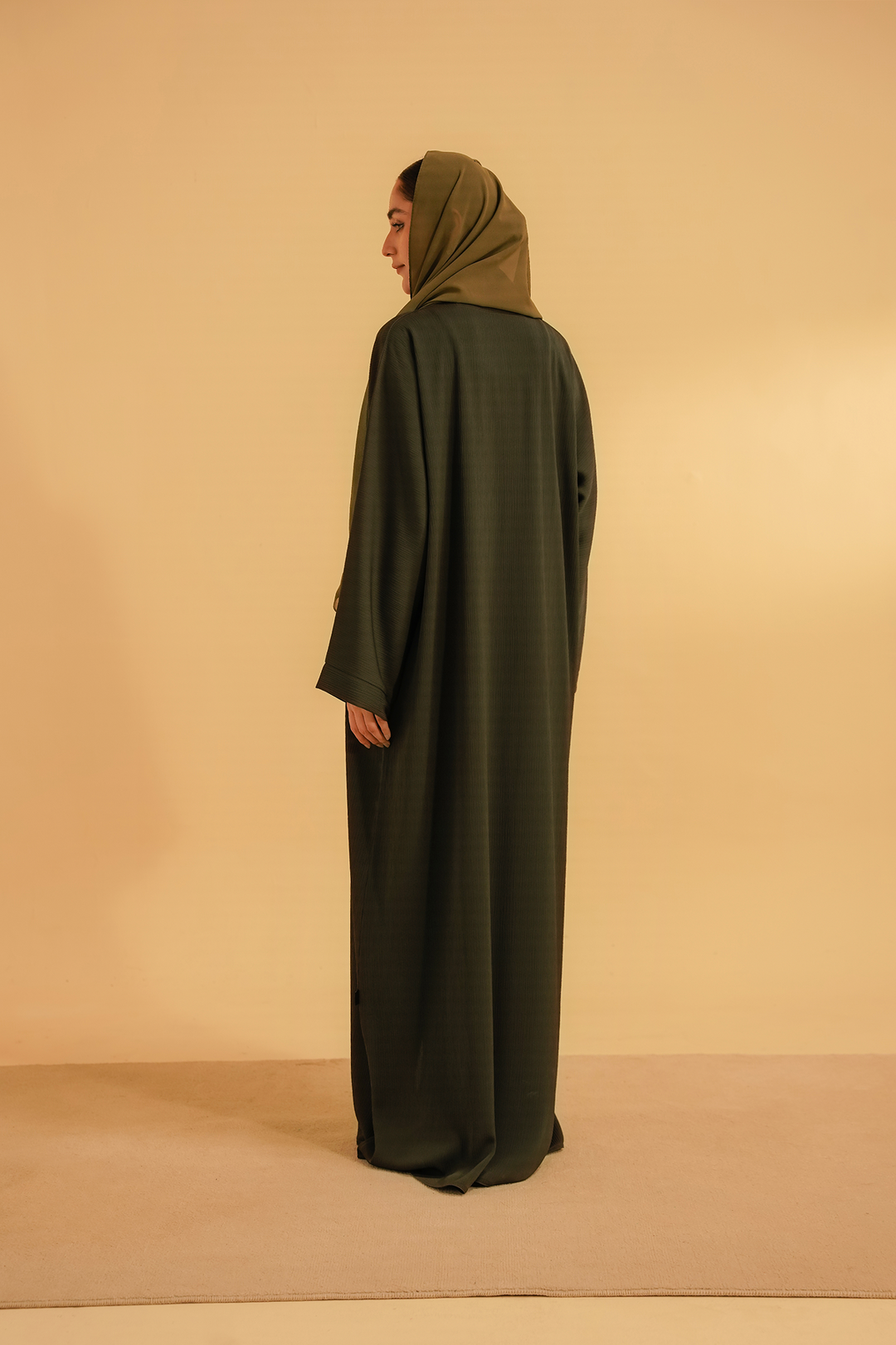 Divinely Crafted Abaya Casual Crepe 1 Piece Textured Abaya | Olive