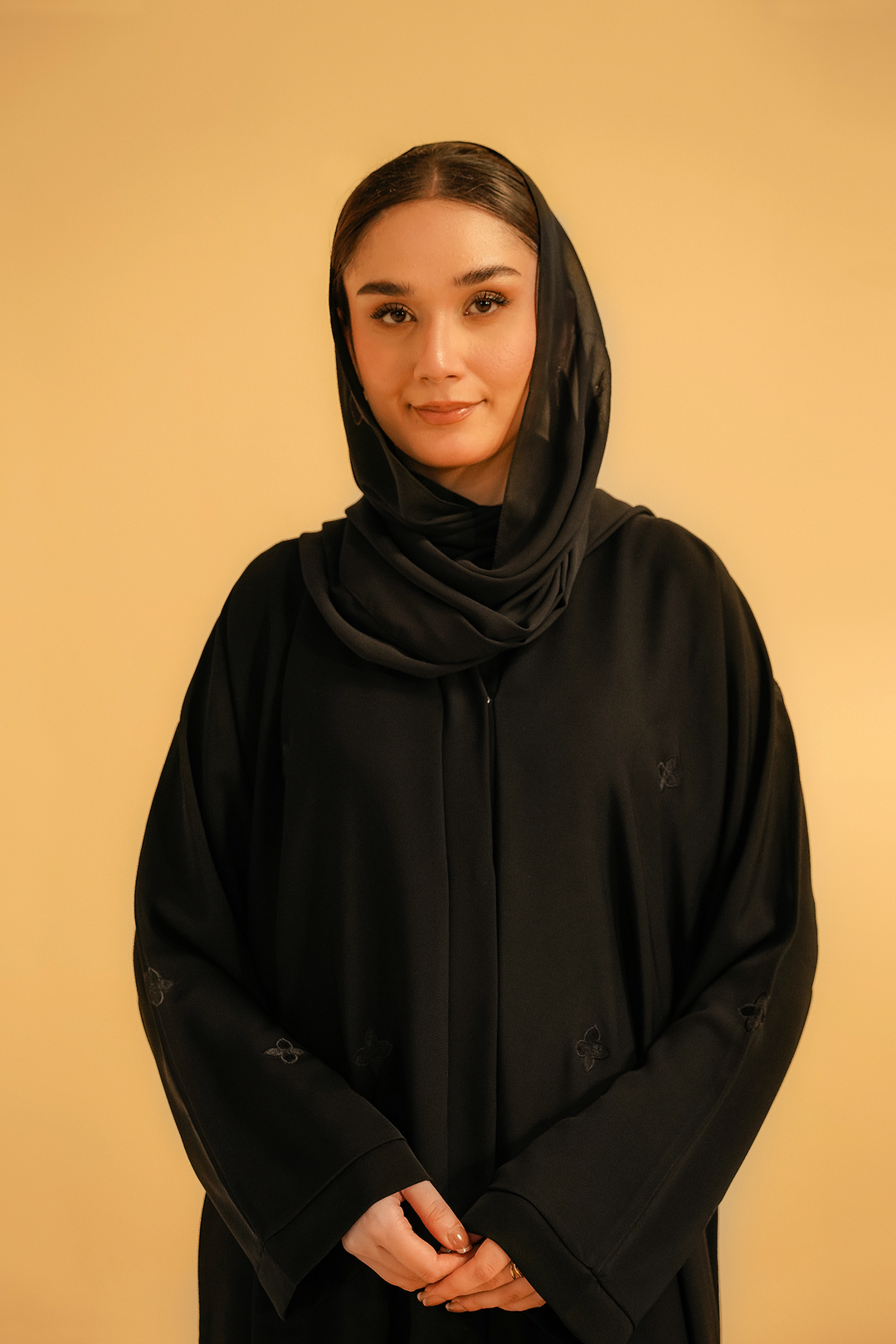 Divinely Crafted Abaya Casual Crepe 1 Piece Embroidered Abaya | Black
