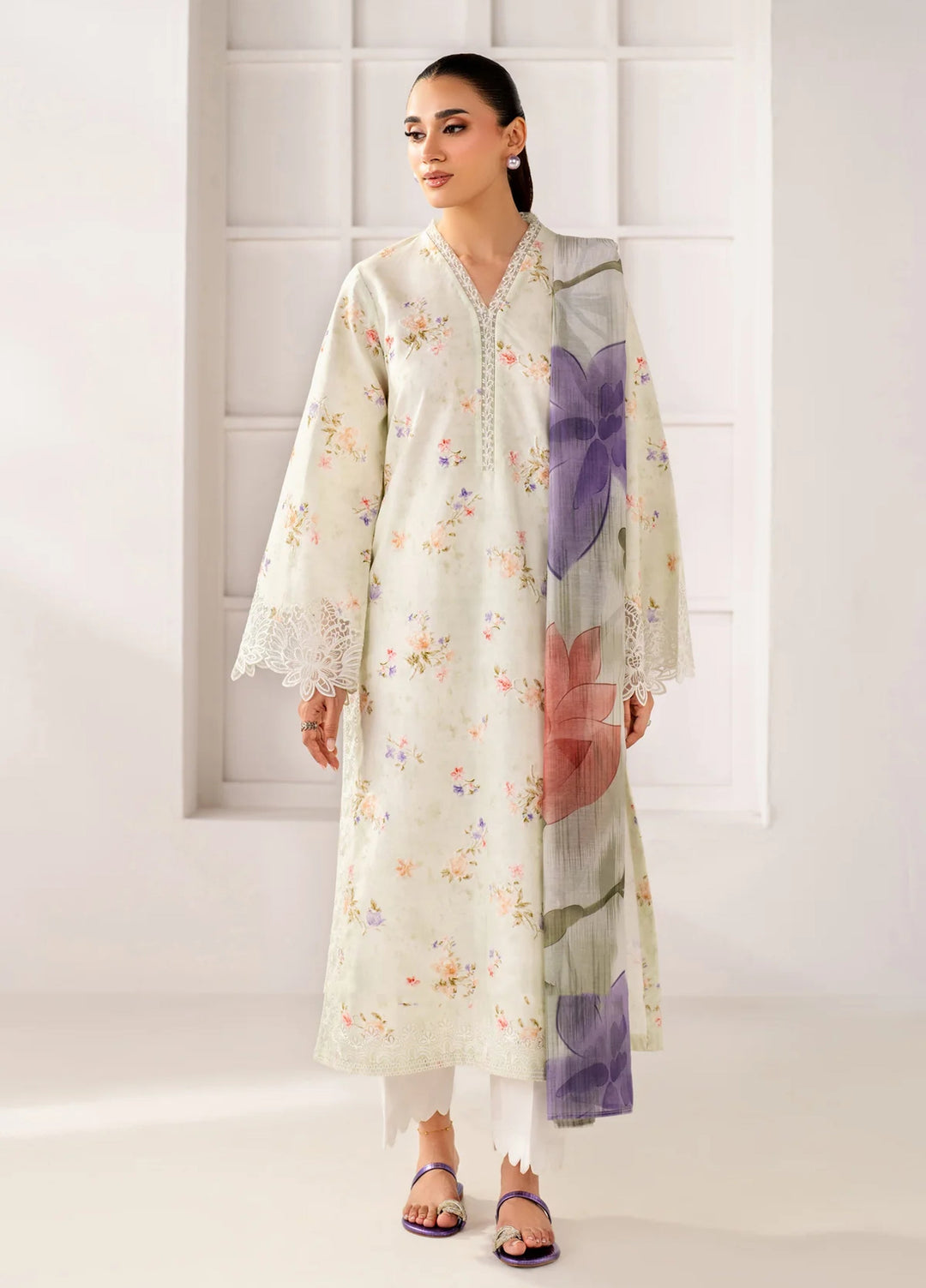 Le'essence by Xenia Formals Unstitched Embroidered Lawn 3 Piece Suit XE26UL D-07 Evra - Summer Collection