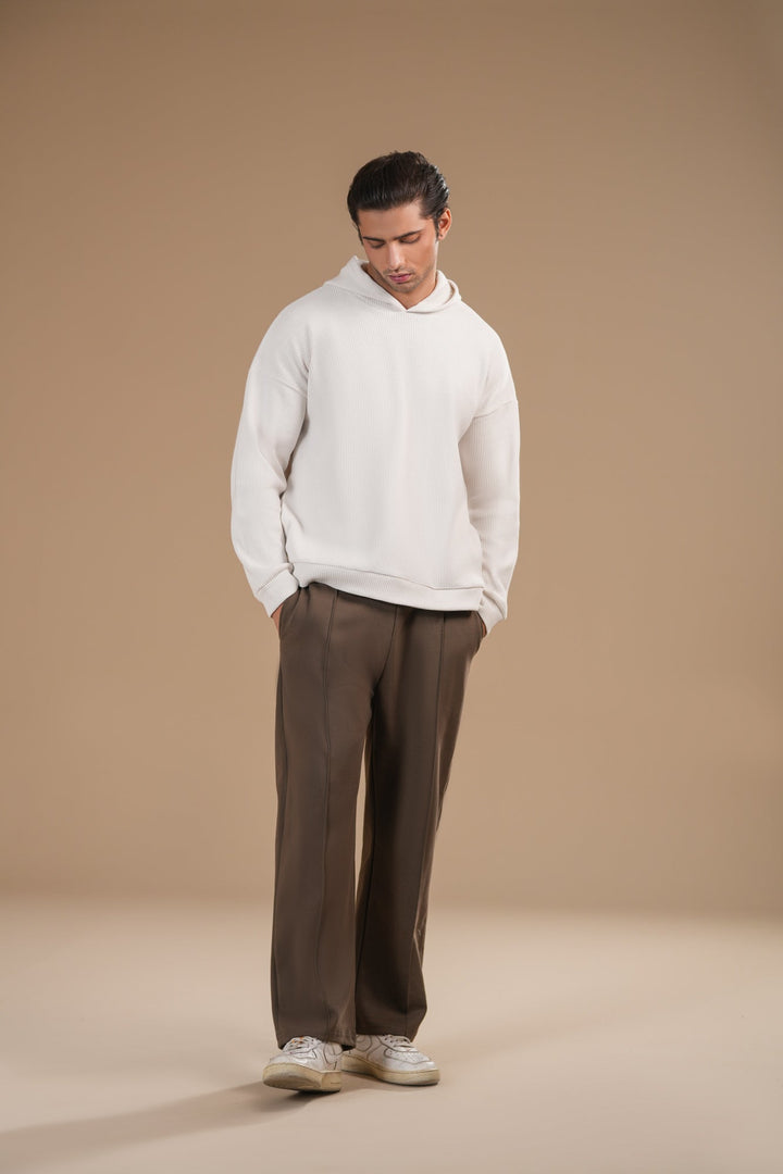 Muraqsh Ready To Wear Solids Cotton Men Brown Interlock Straight Fit Trouser with Drawstring ABD-BISFT - Summer Collection