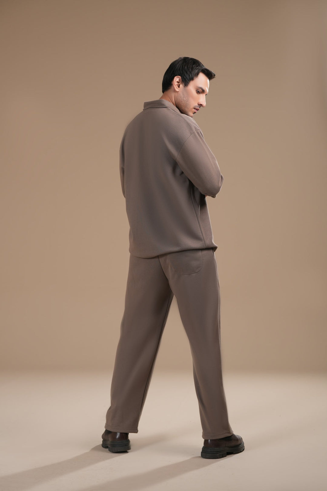 Muraqsh Ready To Wear Solids Cotton Men French Beige Interlock Coord Set ABD-FBICS - Summer Collection