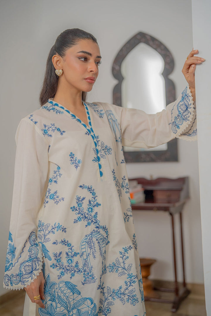 Sahar Women RTW Chikankari Embroidered Lawn 2 Piece Suit Porcelain Sky - Festive Collection