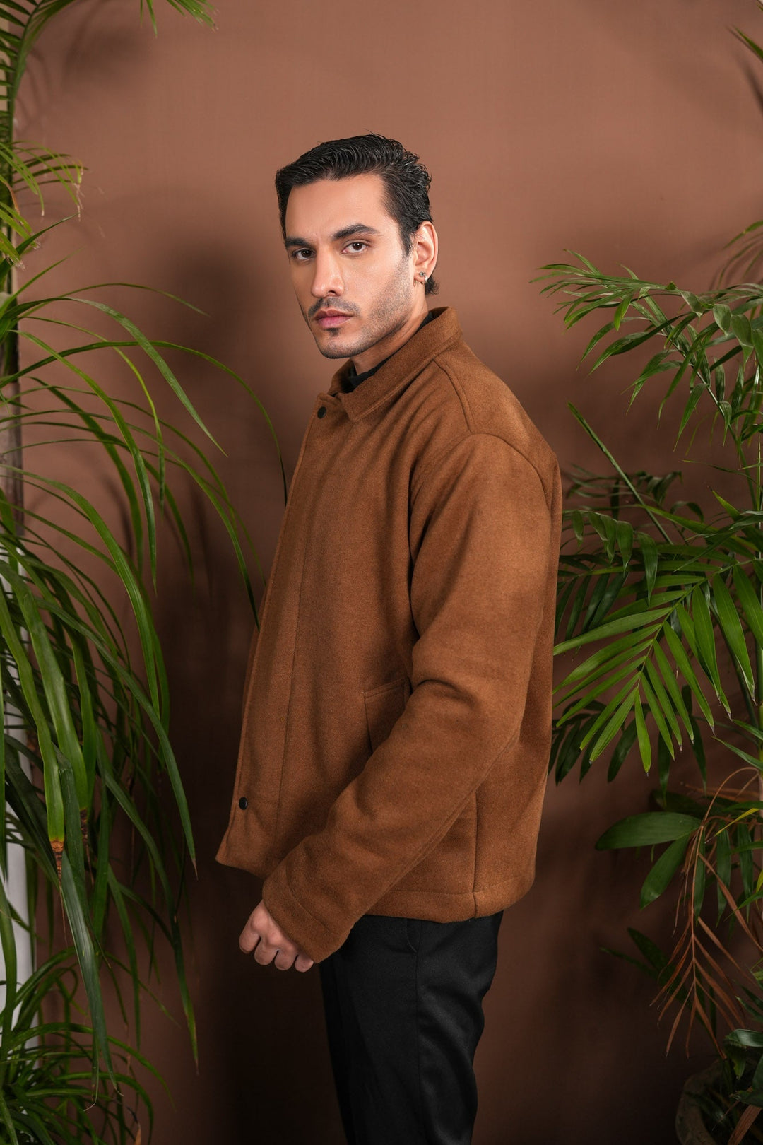 Muraqsh Ready To Wear Solids Cotton Men Camel Tailored Wool Coat ABD-CTWC - Summer Collection