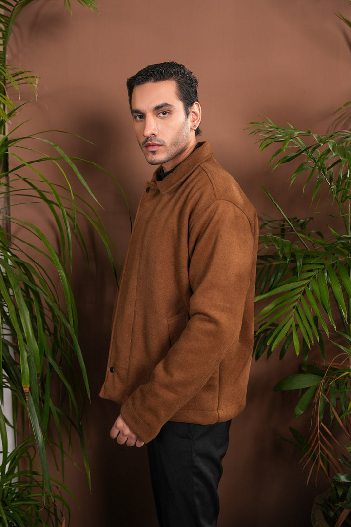 Muraqsh Ready To Wear Solids Cotton Men Camel Tailored Wool Coat ABD-CTWC - Summer Collection