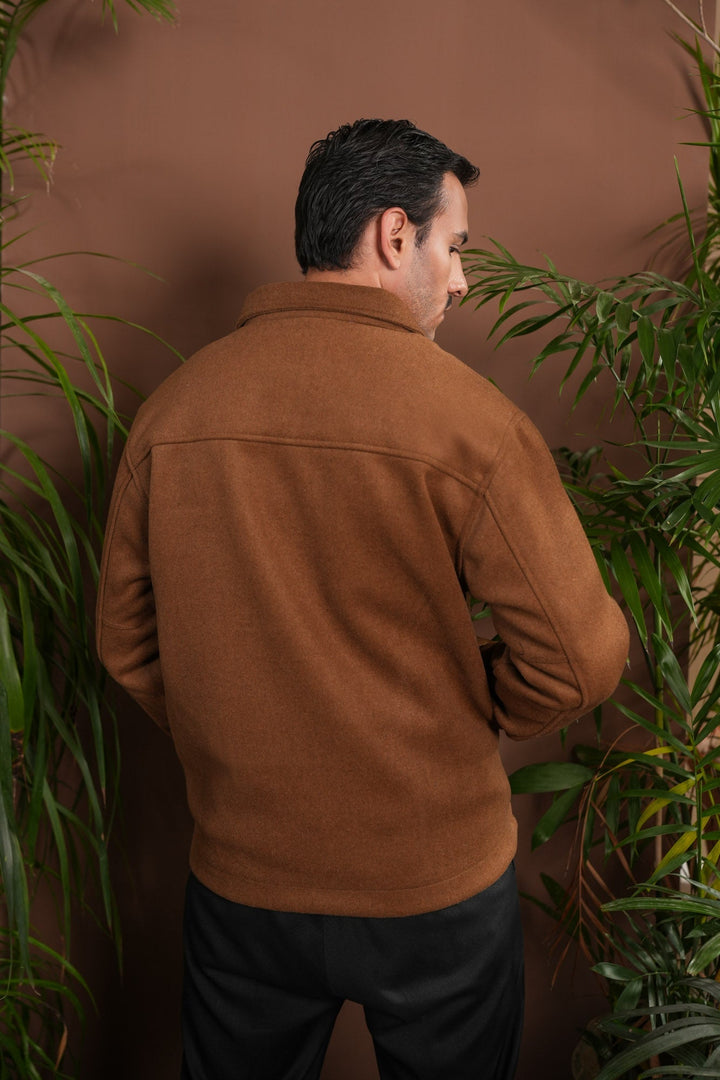 Muraqsh Ready To Wear Solids Cotton Men Camel Tailored Wool Coat ABD-CTWC - Summer Collection