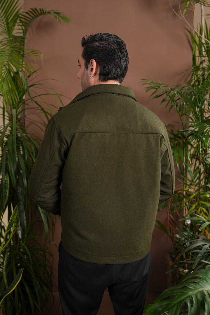 Muraqsh Ready To Wear Solids Cotton Men Green Tailored Wool Coat ABD-GTWC - Summer Collection