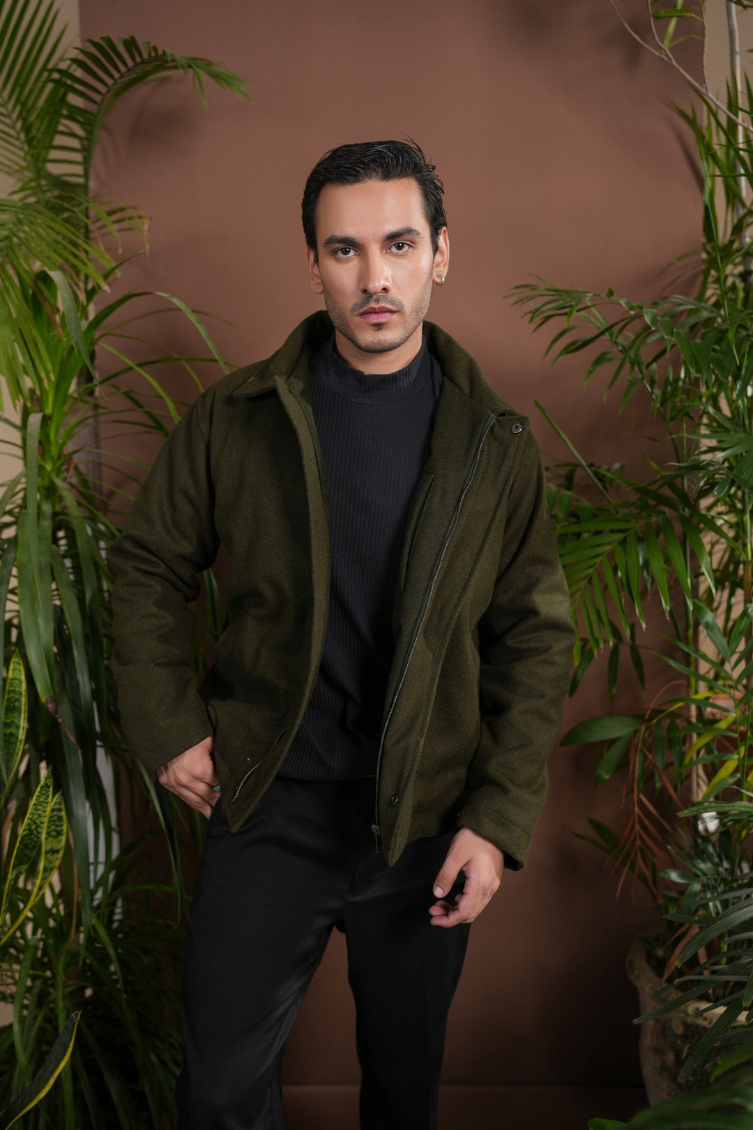 Muraqsh Ready To Wear Solids Cotton Men Green Tailored Wool Coat ABD-GTWC - Summer Collection