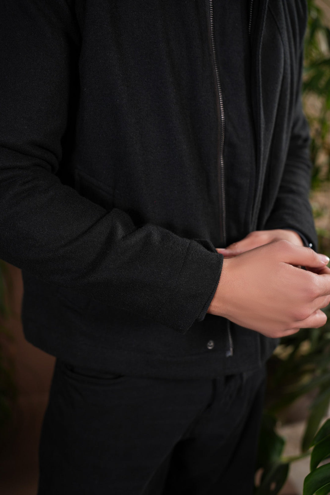 Muraqsh Ready To Wear Solids Cotton Men Black Tailored Wool Coat ABD-CTWC - Summer Collection