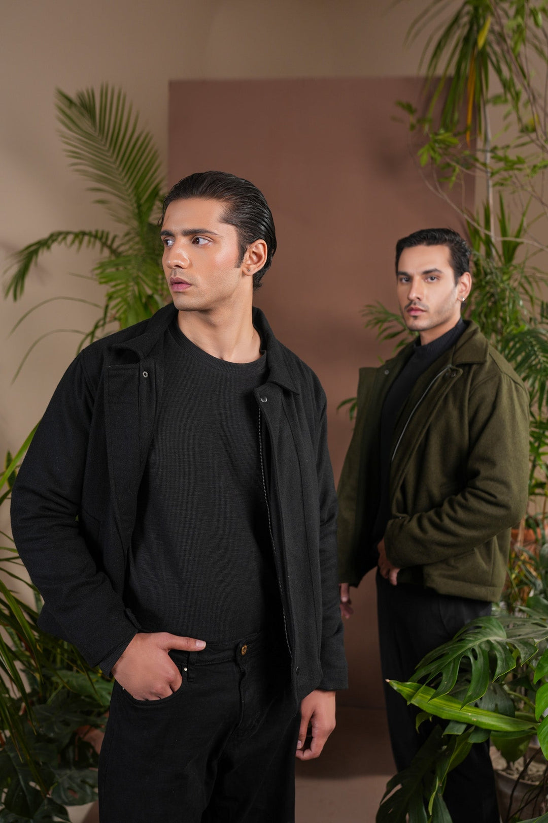 Muraqsh Ready To Wear Solids Cotton Men Black Tailored Wool Coat ABD-CTWC - Summer Collection