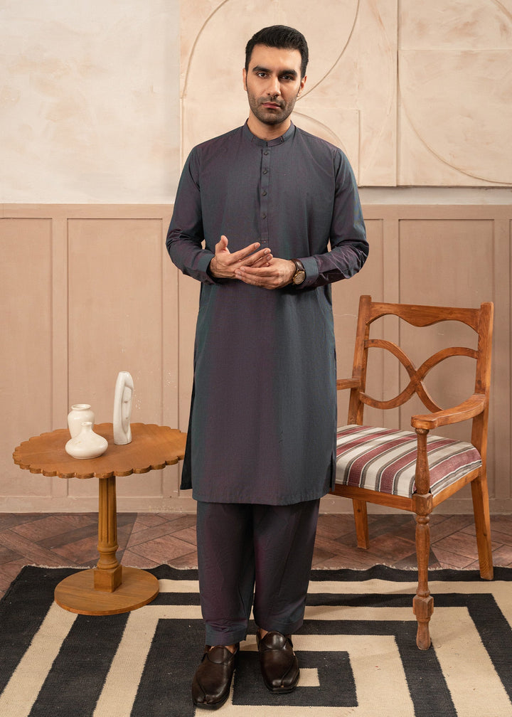 Riwayat by Buraq Mens RTW Solids Cotton 2 Piece Suit Dark Grey Casual Collection