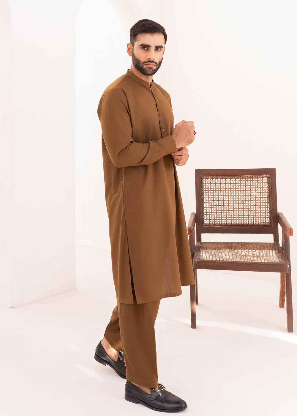 Shaandar by Buraq Mens RTW Solids Wash N Wear 2 Piece Suit Zameer Casual Collection