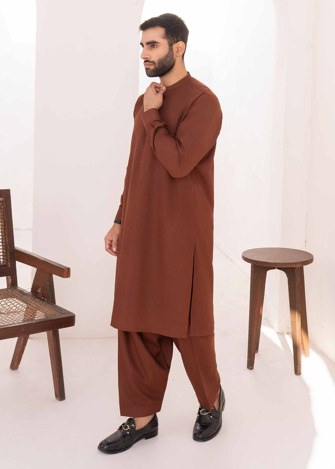Shaandar by Buraq Mens RTW Solids Wash N Wear 2 Piece Suit Sarmad Casual Collection