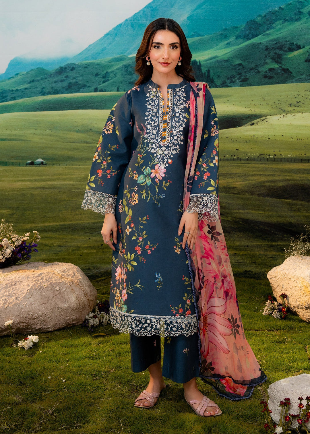 Elysian by Meerak RTW Embroidered Lawn 3 Piece Suit Aster Casual Collection