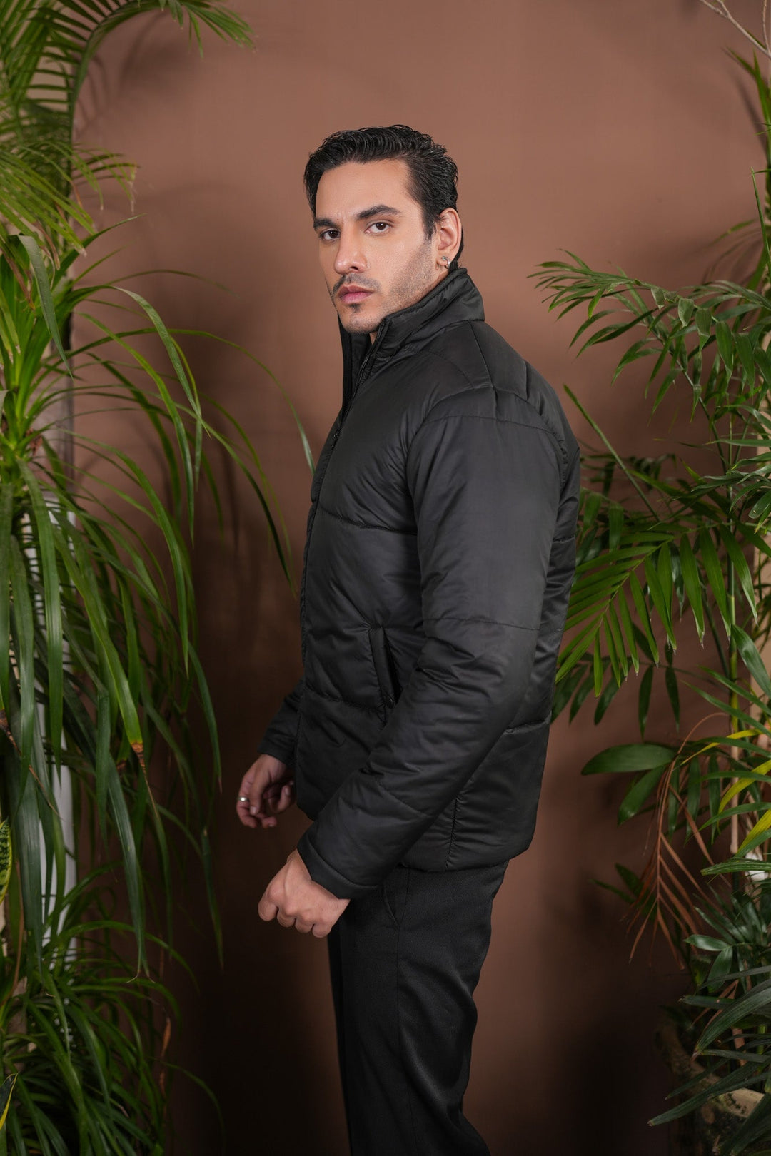 Muraqsh Ready To Wear Solids Jacquard Men Black Puffer Jacket ABD-BPJ - Winter Collection