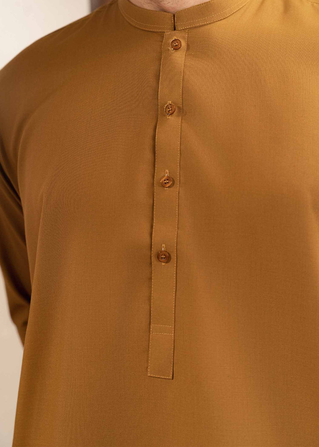 Shaandar by Buraq Mens RTW Solids Wash N Wear 2 Piece Suit Mustard Casual Collection