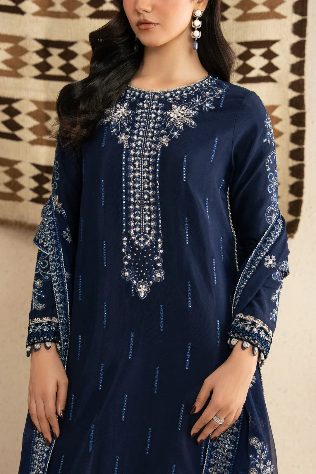 Xenia Formals Unstitched Embroidered Raw Silk 3 Piece Suit XF-1167 Inali - Festive Collection