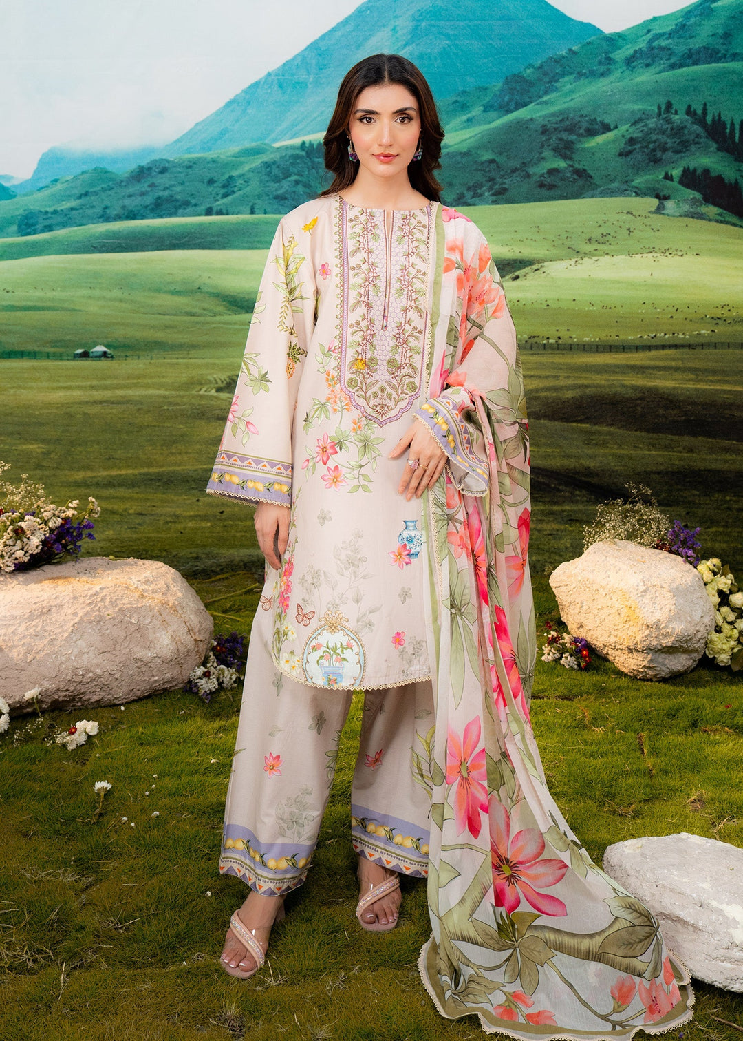 Elysian by Meerak RTW Embroidered Lawn 3 Piece Suit Blooming Casual Collection