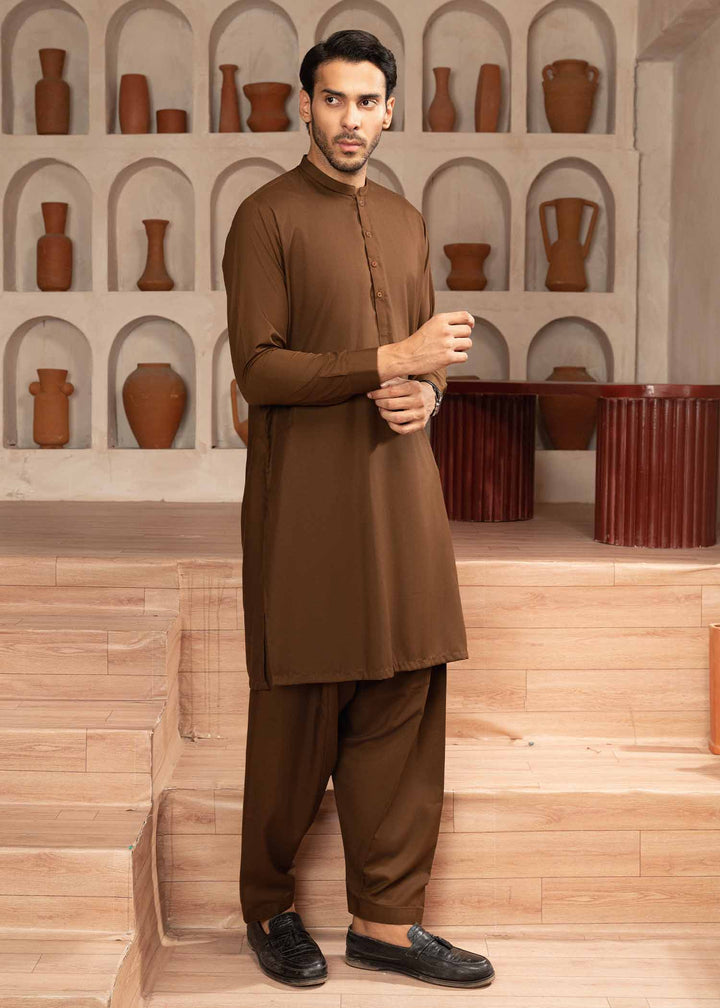 Shaandar by Buraq Mens RTW Solids Wash N Wear 2 Piece Suit Asfar Casual Collection