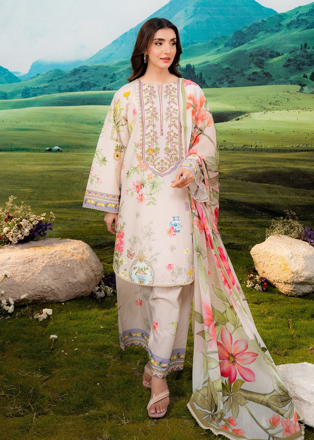 Elysian by Meerak RTW Embroidered Lawn 3 Piece Suit Blooming Casual Collection