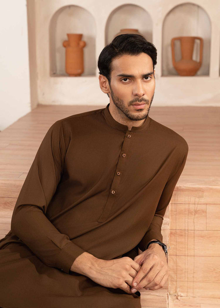 Shaandar by Buraq Mens RTW Solids Wash N Wear 2 Piece Suit Asfar Casual Collection