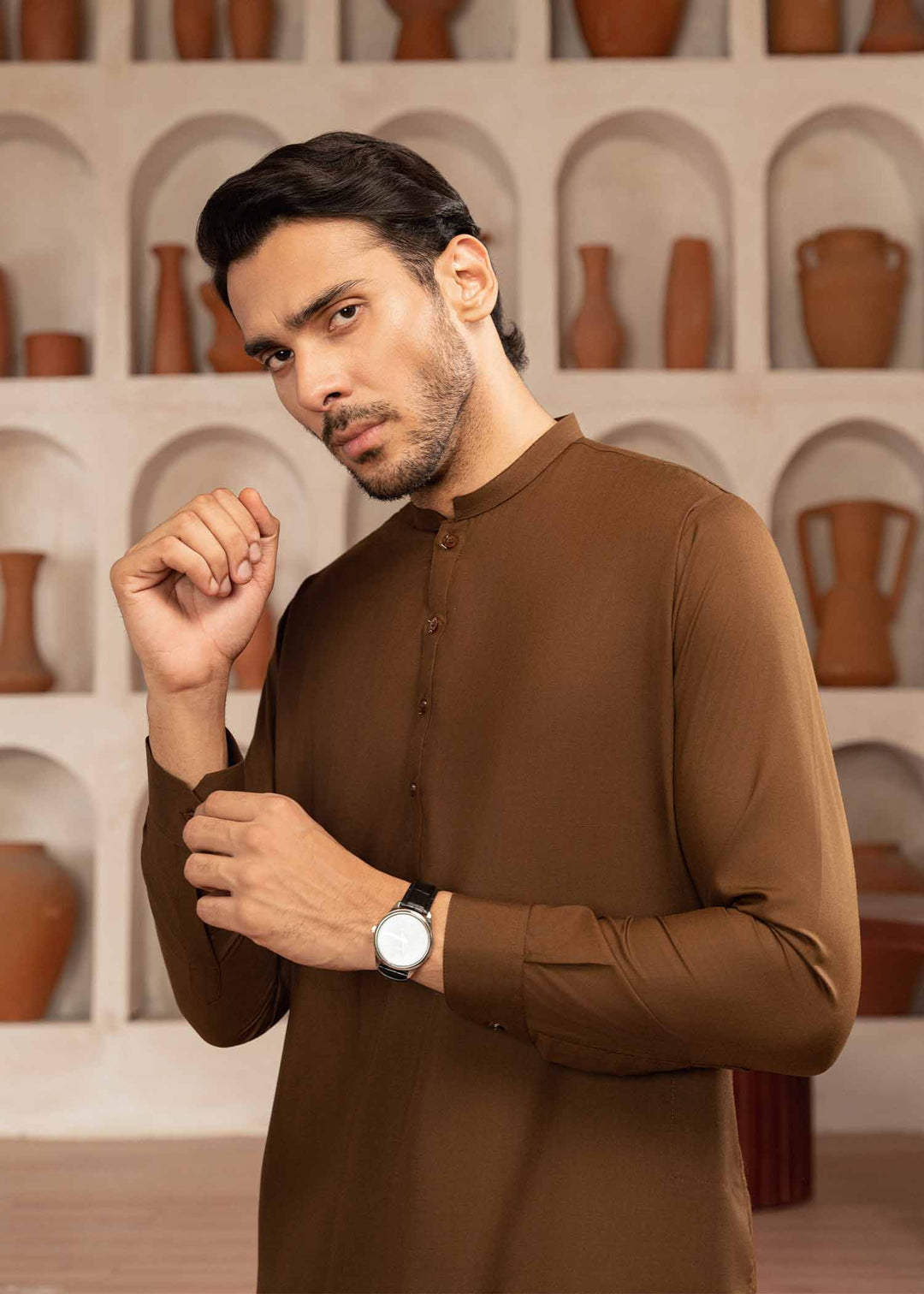 Shaandar by Buraq Mens RTW Solids Wash N Wear 2 Piece Suit Asfar Casual Collection