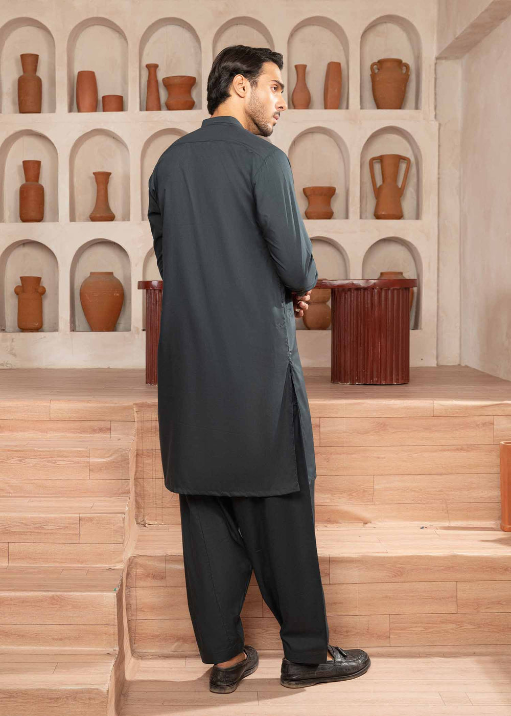 Shaandar by Buraq Mens RTW Solids Wash N Wear 2 Piece Suit Naqees Casual Collection