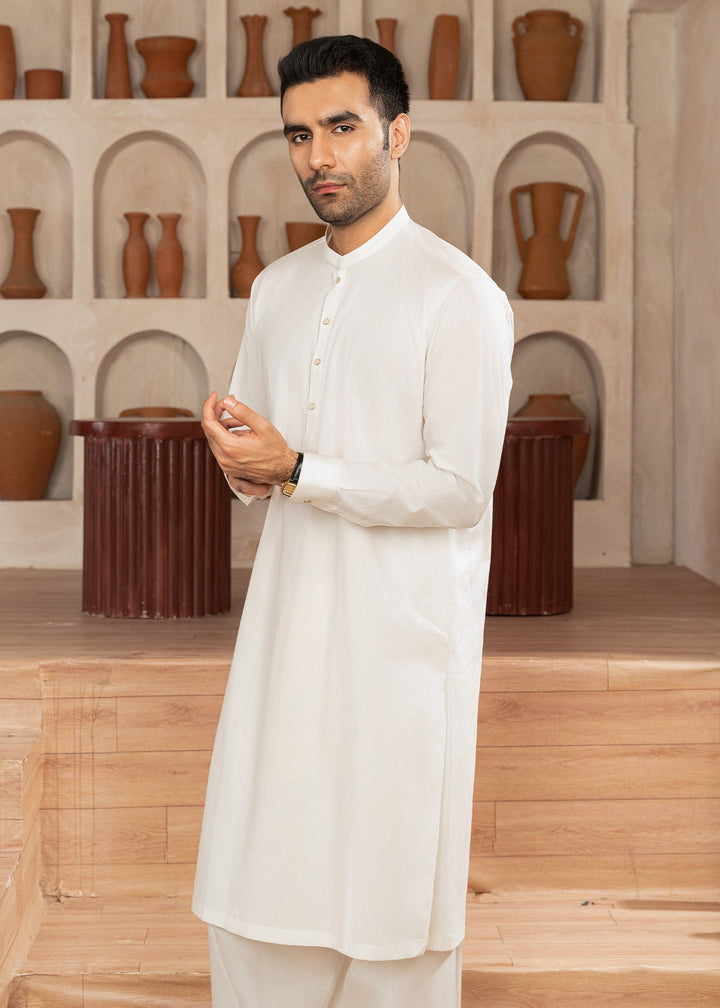 Riwayat by Buraq Mens RTW Solids Wash N Wear 2 Piece Suit Off White Casual Collection