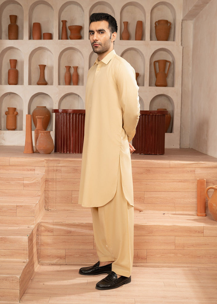 Alif by Buraq Mens RTW Solids Wash N Wear 2 Piece Suit Skin Collared Casual Collection