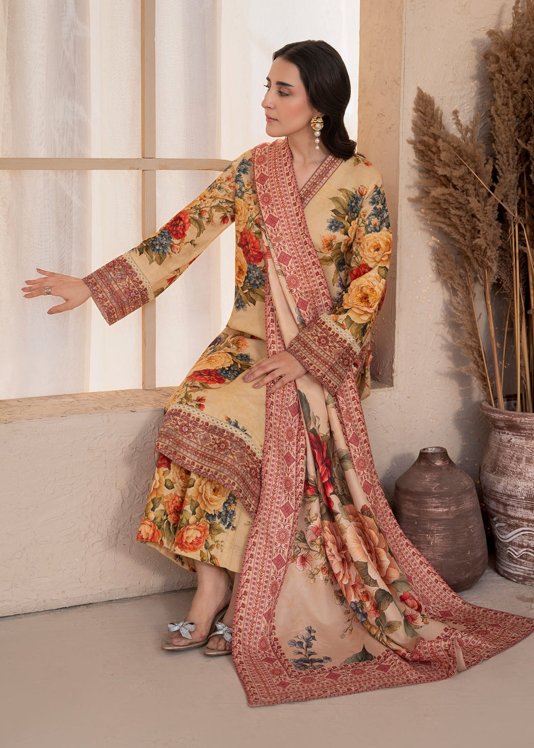 Meerak Women Khaddar Pret 3 Piece Embroidered Khaddar 201 - Winter Collection