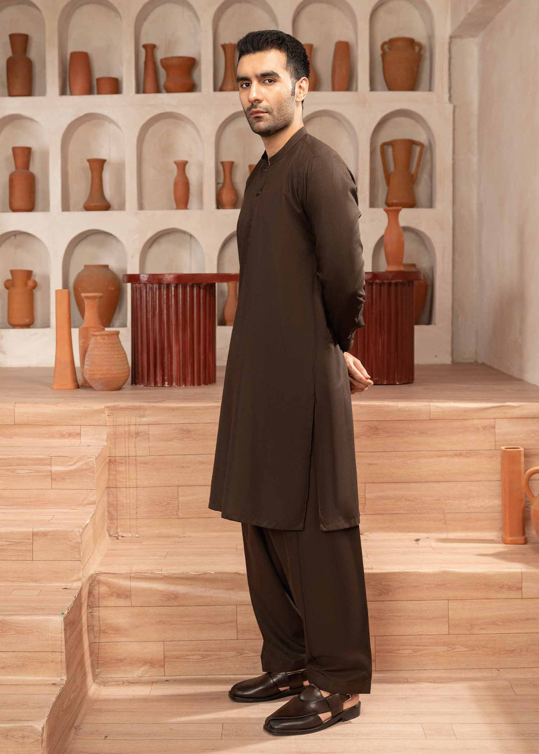 Shaandar by Buraq Mens RTW Solids Wash N Wear 2 Piece Suit Mehrab Casual Collection