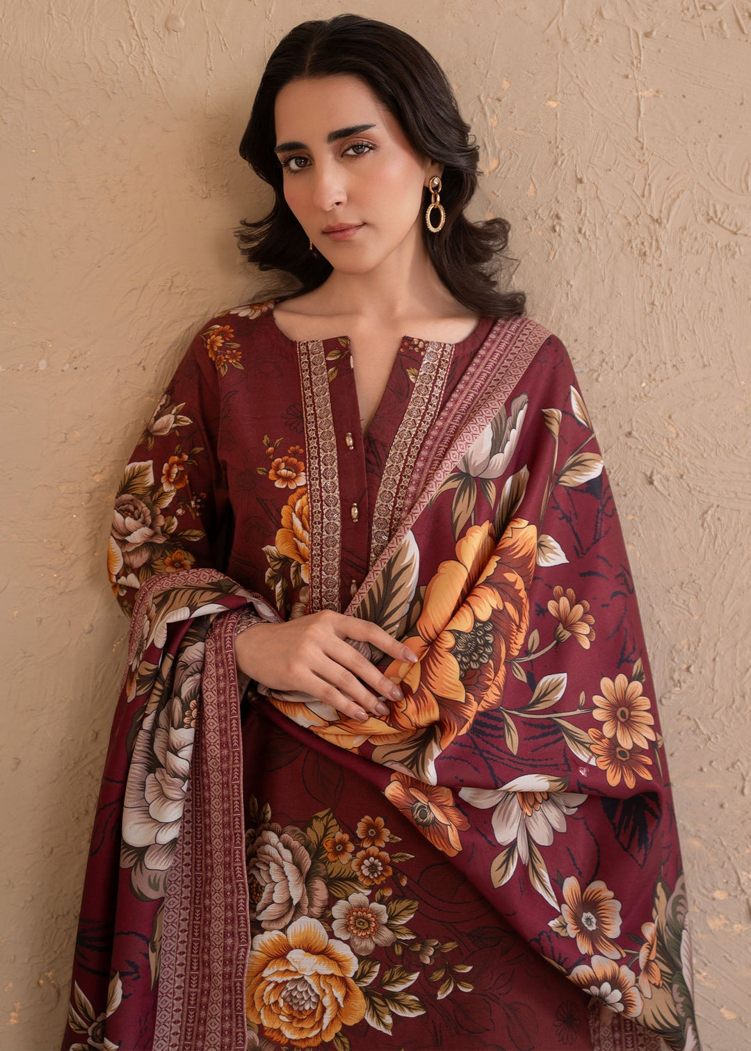 Meerak Women Khaddar Pret 3 Piece Embroidered Khaddar 202 - Winter Collection