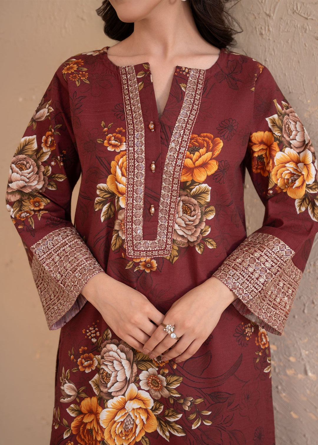 Meerak Women Khaddar Pret 3 Piece Embroidered Khaddar 202 - Winter Collection