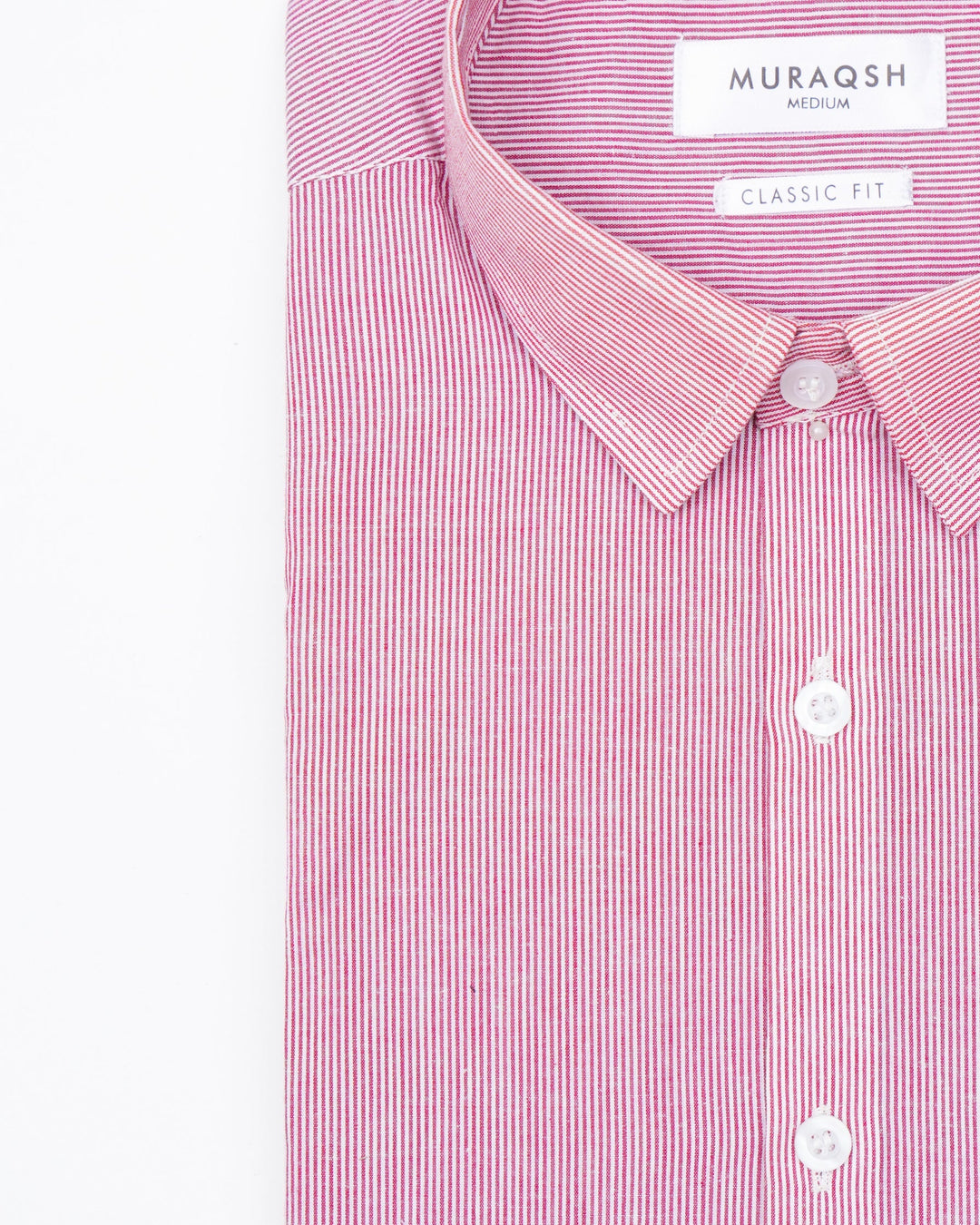 Muraqsh Ready To Wear Solids Cotton Men Red Striped Formal Shirt ABD-RSFS - Summer Collection