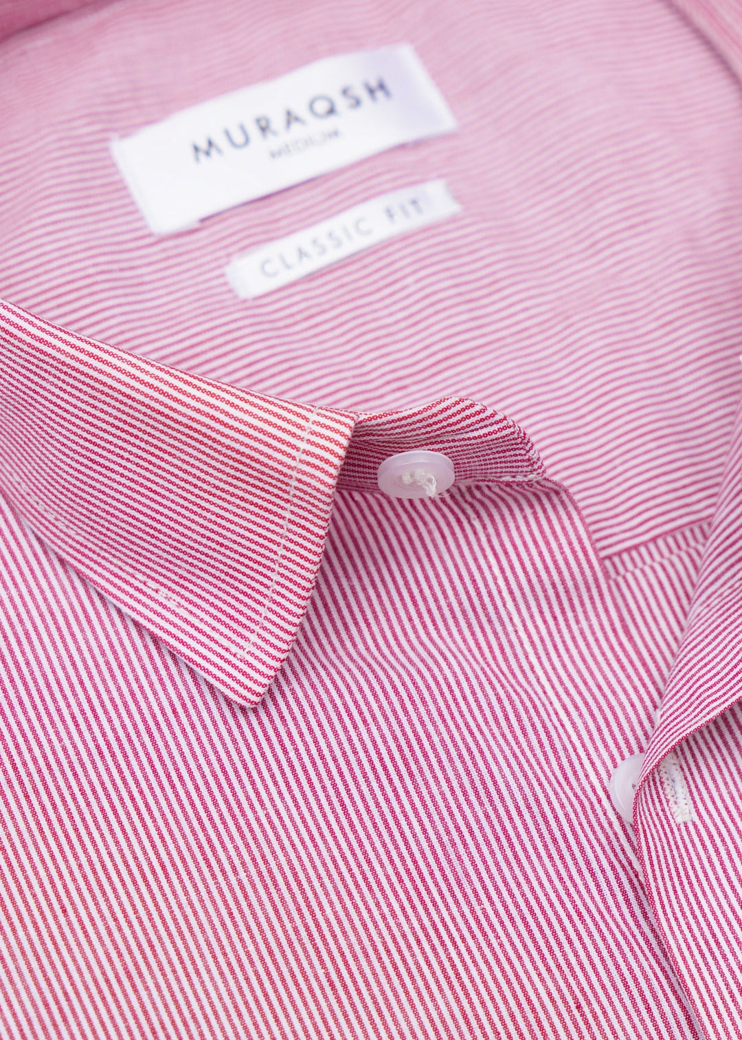 Muraqsh Ready To Wear Solids Cotton Men Red Striped Formal Shirt ABD-RSFS - Summer Collection