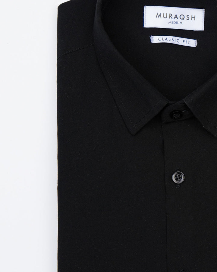 Muraqsh Ready To Wear Solids Cotton Men Black Plain Formal Shirt ABD-BPFS - Summer Collection