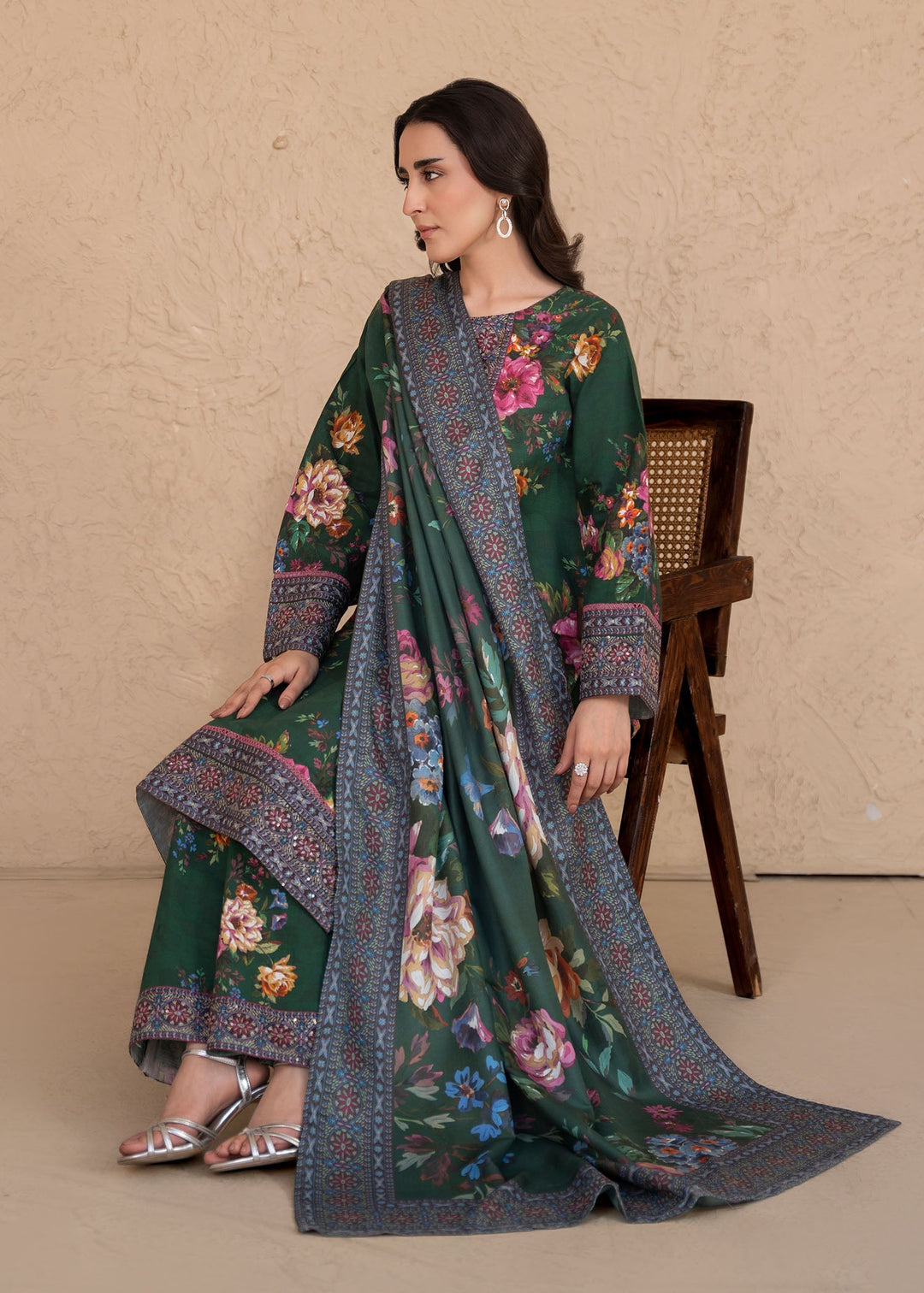 Meerak Women Khaddar Pret 3 Piece Embroidered Khaddar 204 - Winter Collection