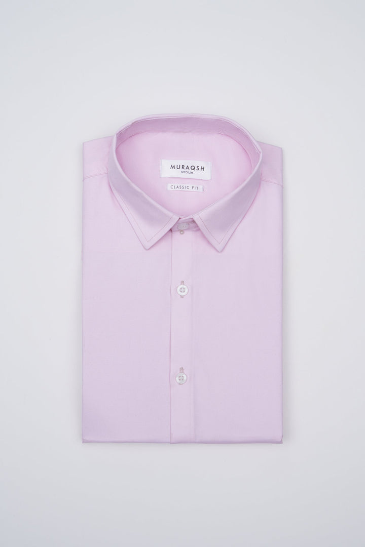 Muraqsh Ready To Wear Solids Cotton Men Tea Pink Textured Formal Shirt ABD-TPTFS - Summer Collection