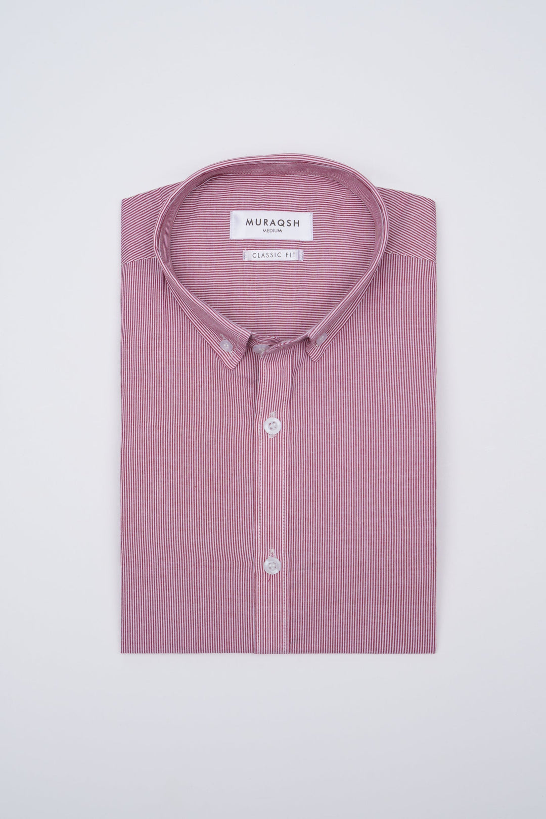 Muraqsh Ready To Wear Solids Cotton Men Red Striped Casual Shirt ABD-RSCS - Summer Collection