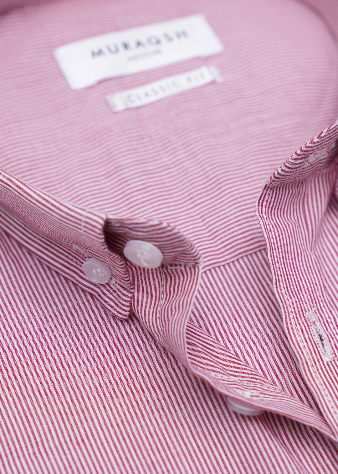 Muraqsh Ready To Wear Solids Cotton Men Red Striped Casual Shirt ABD-RSCS - Summer Collection