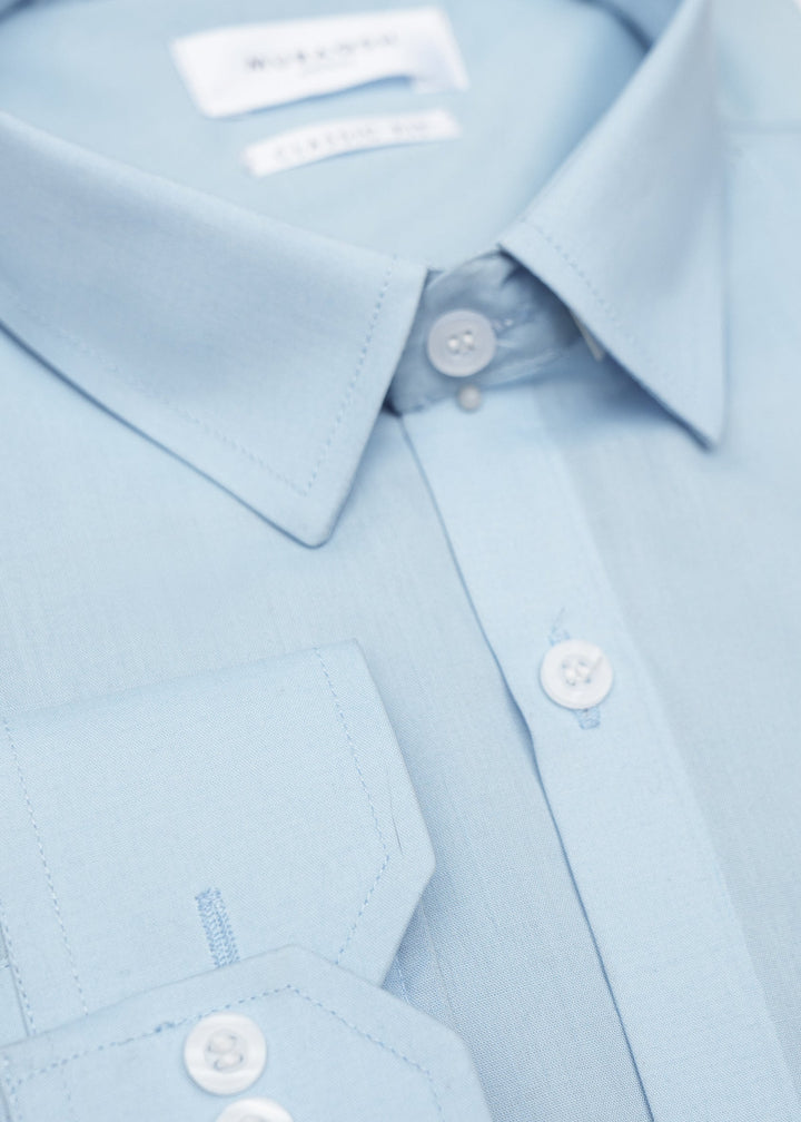 Muraqsh Ready To Wear Solids Cotton Men Sapphire Blue Plain Formal Shirt ABDBPFS - Summer Collection