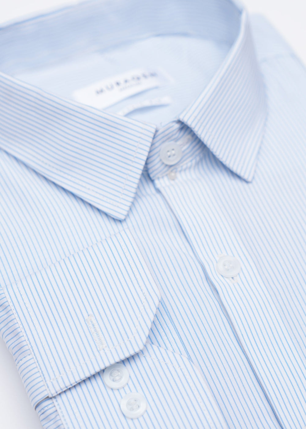 Muraqsh Ready To Wear Solids Cotton Men Blue Lining Formal Shirt ABD-BLFS - Summer Collection