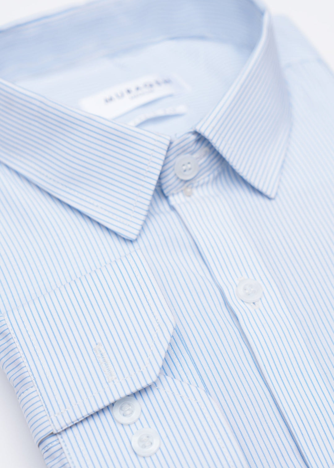 Muraqsh Ready To Wear Solids Cotton Men Blue Lining Formal Shirt ABD-BLFS - Summer Collection