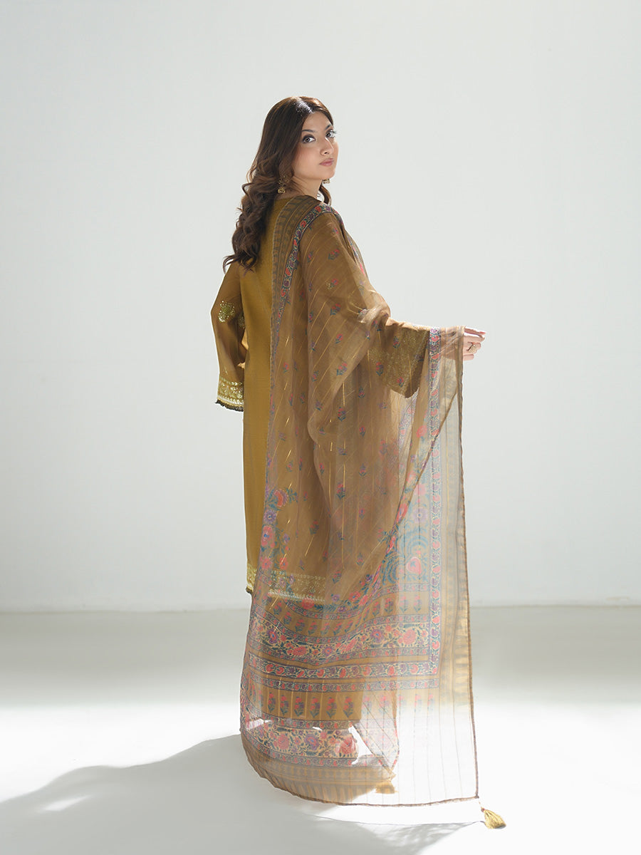 Salitex Unstitched Embroidered Cotton Silk 3 Piece Suit SUNW7NO107 - Festive Collection