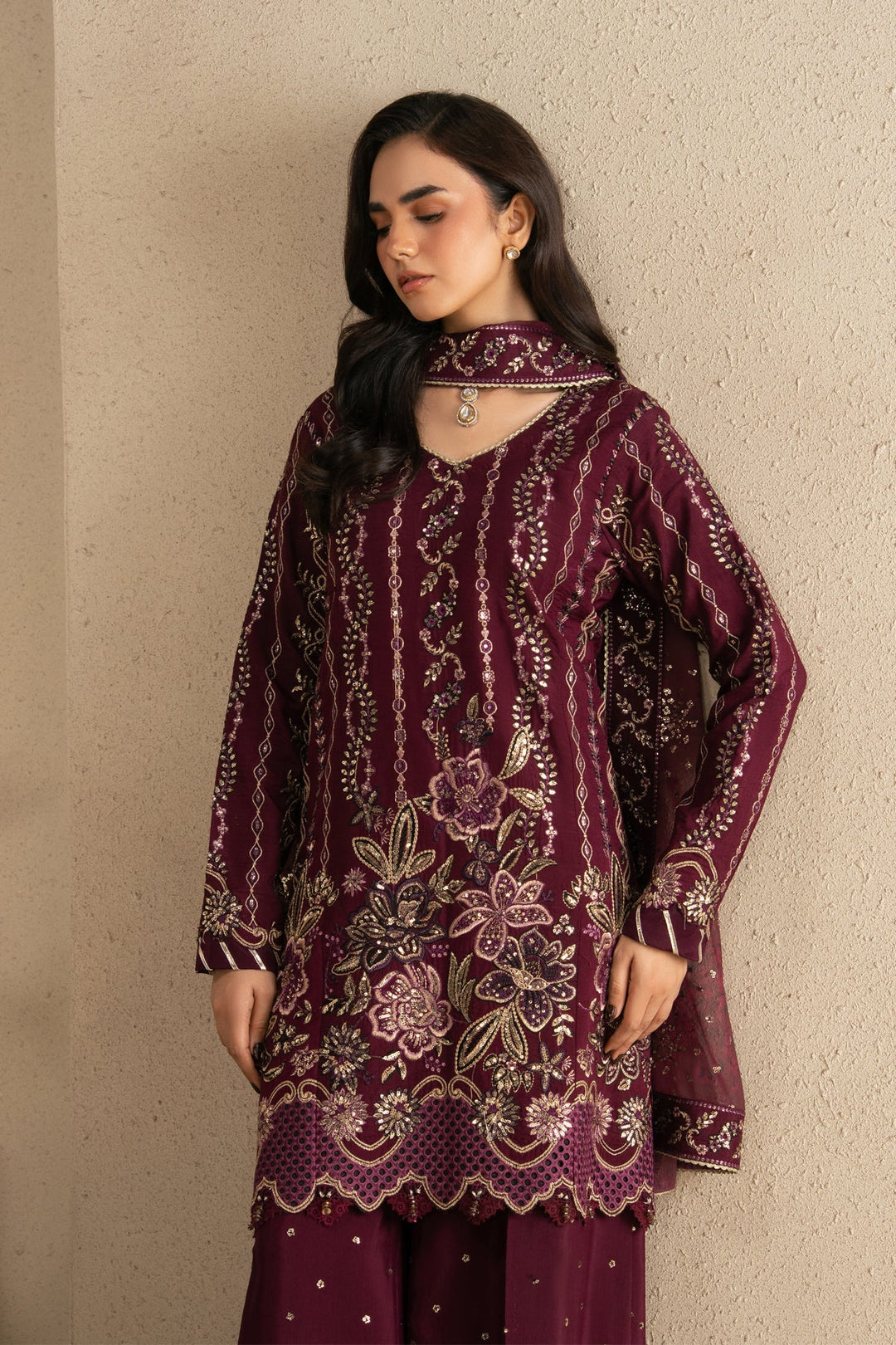 Xenia Formals Unstitched Embroidered Raw Silk 3 Piece Suit XF-1220 ARI - Festive Collection