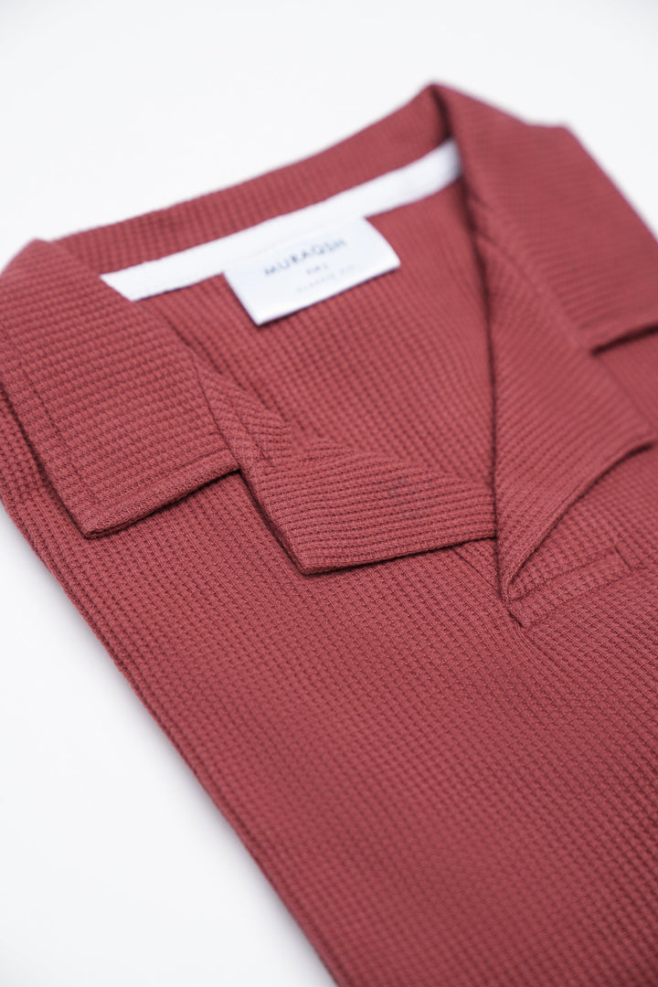 Muraqsh Ready To Wear Solids Waffle Men Waffle Rust Revere Polo ABD-WRRP - Summer Collection