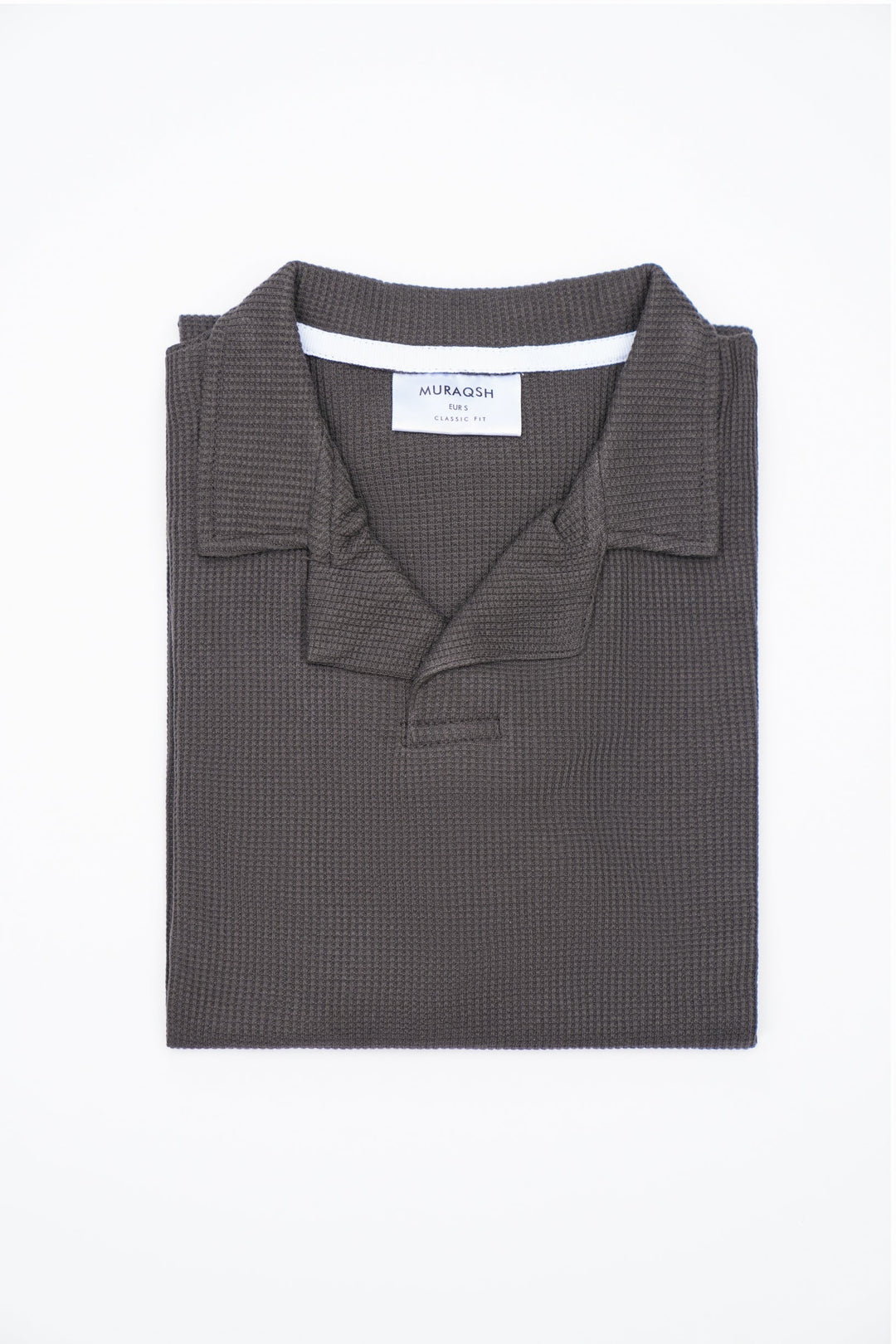 Muraqsh Ready To Wear Solids Waffle Men Waffle Heather Grey Revere Polo ABD-WHGRP - Summer Collection
