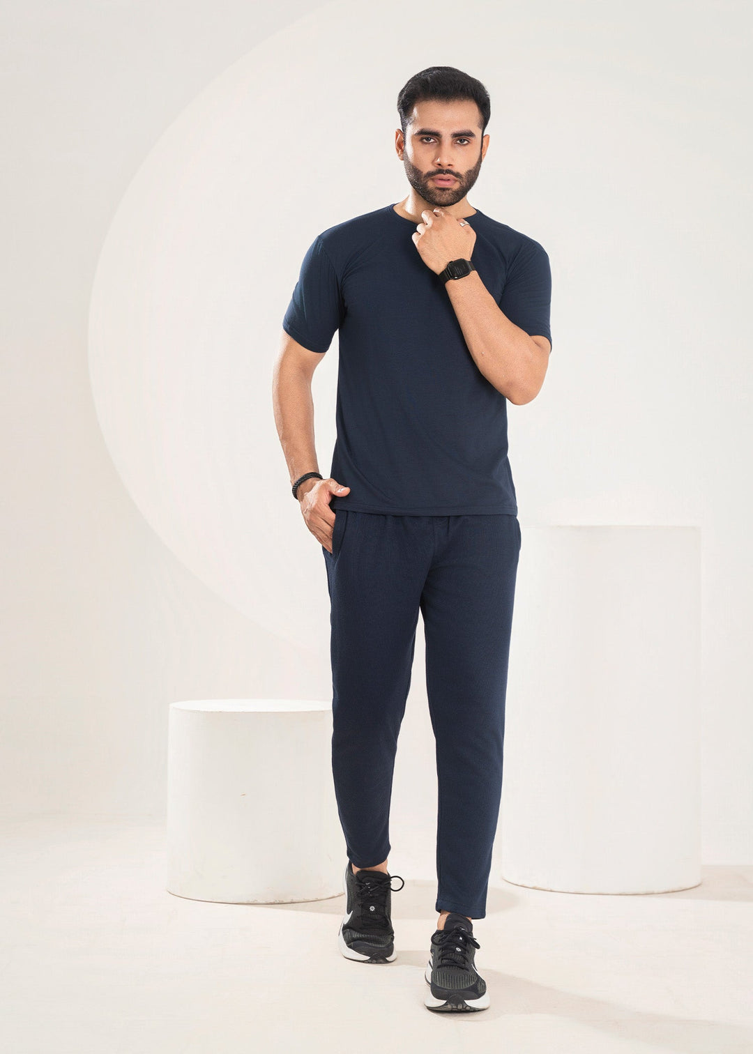 West Drop by Buraq Mens Shirt RTW Solids Cotton 1 Piece Suit Navy blue Casual Collection