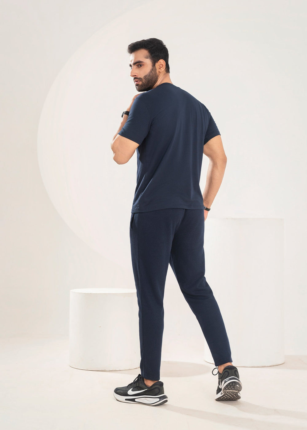 West Drop by Buraq Mens Shirt RTW Solids Cotton 1 Piece Suit Navy blue Casual Collection
